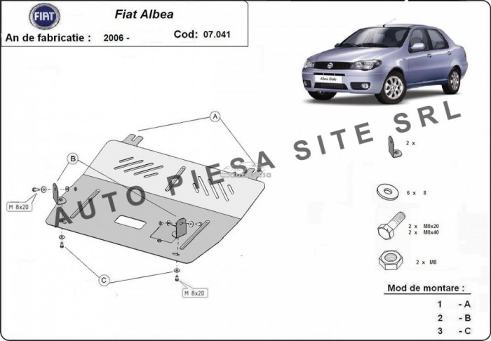 Scut metalic motor Fiat Albea fabricat incepand cu 2006 APS-07,041