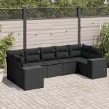 Cumpara ieftin Gossi set canapele de gradina cu perne, 7 piese, negru, poliratan