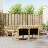 VidaXL Set canapele gradina exterior 7 piese lemn acacia perne alb bej