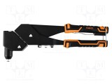 Mașină de nituit manuală NEO TOOLS cu m&acirc;nere bicomponente și cap rotativ, pentru nituri aluminiu și oțel
