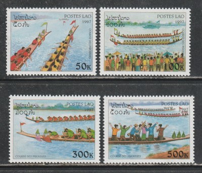 Laos 1997 - Curse cu Pirogi 4v MNH foto