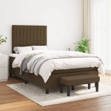 vidaXL Pat box spring cu saltea, maro &icirc;nchis, 120x200 cm, textil