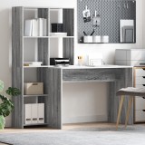 vidaXL Birou cu raft sonoma gri 138.5 x 55 x 143 cm Lemn compozit