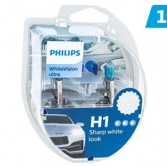 Becuri Philips H1 12v 55w P14,5s + W5w 12v 5w W21x9,5d Whitevision Ultra PH-00525