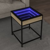 VidaXL Măsuță de cafea cu LED infinity, stejar sonoma, 40x40x51 cm