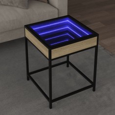 vidaXL Măsuță de cafea cu LED infinity, stejar sonoma, 40x40x51 cm 847673
