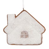 Cumpara ieftin Set 2 ornamente brad Craciun Casuta Turta Dulce maro alba 9x1x8 cm