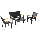 Outsunny Set Mobilier Exterior, Rezistent la Rugină, 4 Piese, Negru | Aosom Romania
