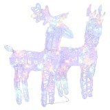 Cumpara ieftin Reni de Craciun, 2 buc., multicolor, 80 LED-uri, acril