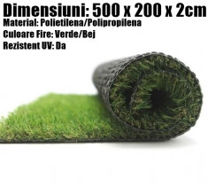 Gazon Sintetic Artificial Terasa Iarba Verde Bej 500 x 200 x 2cm foto