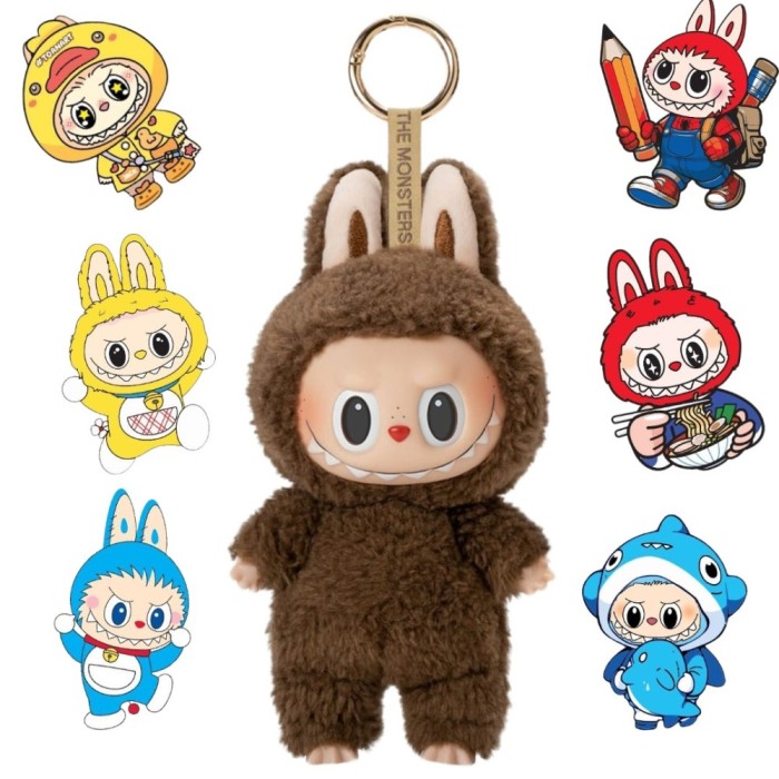 Jucarie de plus Labubu The Monsters &ndash; include un plus surpriza si 6 stickere Labubu waterproof pentru telefon, LA1