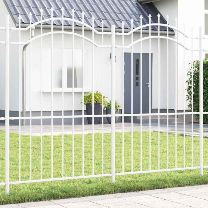 vidaXL Gard de Grădină Alb 215 cm Oțel vopsit &icirc;n pulbere 42003972