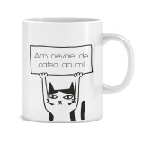 Cana alba personalizata &rdquo;Cafea acum!&rdquo;, INOVATIX&reg;. 330ml, Oem