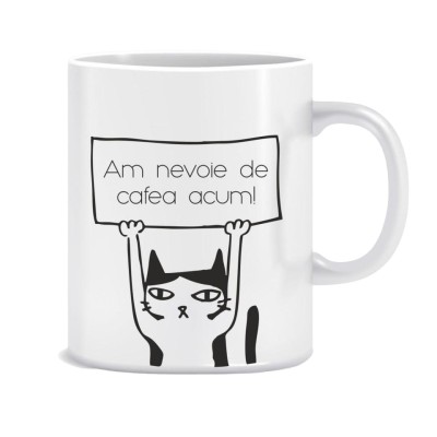 Cana alba personalizata &amp;rdquo;Cafea acum!&amp;rdquo;, INOVATIX&amp;reg;. 330ml foto