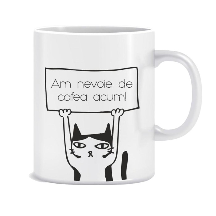 Cana alba personalizata &rdquo;Cafea acum!&rdquo;, INOVATIX&reg;. 330ml