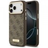 Husa MagSafe pentru Apple iPhone 17 Pro Max, Guess, 4G Logo Plate, Maro