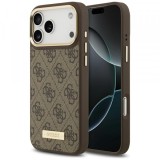 Husa MagSafe pentru Apple iPhone 17 Pro Max, Guess, 4G Logo Plate, Maro