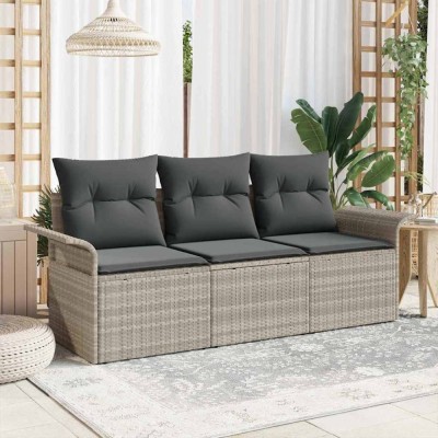 vidaXL Set de canapele pentru grădină 3 pcs Gri deschis Rattan poli 3353891 foto