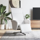 Cumpara ieftin Fotoliu rabatabil cu suport de picioare, alb, piele ecologică