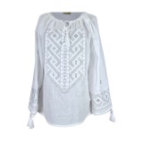 Bluza dama tip ie 124, alb/argintiu perlat , marimea XL