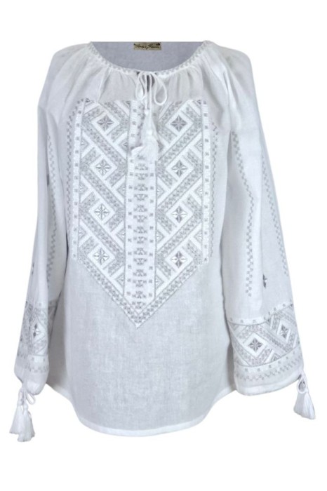 Bluza dama tip ie 124, alb/argintiu perlat , marimea S