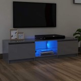Cumpara ieftin Comodă TV cu lumini LED, gri extralucios, 140x40x36 cm