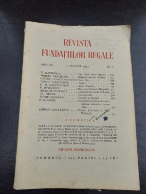REVISTA FUNDATIILOR REGALE NR.8/1937 foto