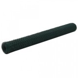 Plasă de s&acirc;rmă, verde, 25x1,2 m, oțel cu &icirc;nveliș PVC, hexagonal, vidaXL