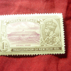 Timbru India 1931 Rege George V , 1 anna , sarniera