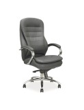 Scaun directorial SL Q154, mecanism multiblock, tapiterie piele ecologica, roti cu cauciuc, 100 kg, gri