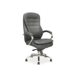 Scaun directorial SL Q154, mecanism multiblock, tapiterie piele ecologica, roti cu cauciuc, 100 kg, gri