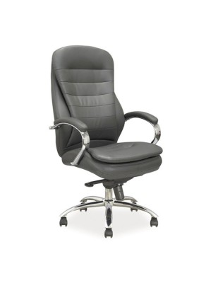 Scaun directorial SL Q154, mecanism multiblock, tapiterie piele ecologica, roti cu cauciuc, 100 kg, gri foto