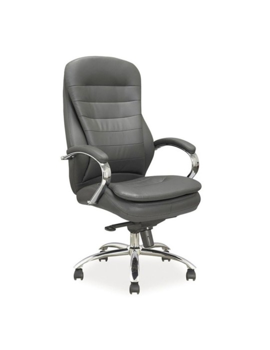 Scaun directorial SL Q154, mecanism multiblock, tapiterie piele ecologica, roti cu cauciuc, 100 kg, gri