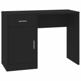 Cumpara ieftin Birou cu sertar si dulap, negru, 100x40x73 cm, lemn prelucrat