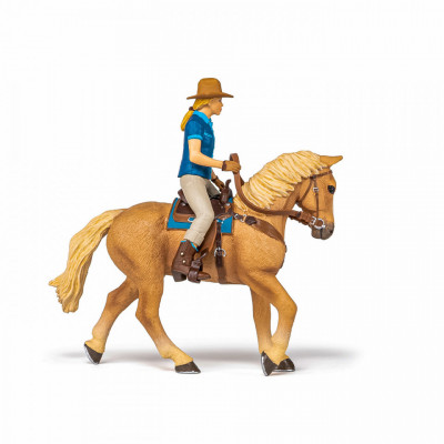 Papo Figurina Set Cowgirl (Vacarita) Pe Cal Usa foto