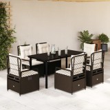 vidaXL Set mobilier de grădină cu perne, 7 piese, maro, poliratan 3262982