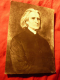 Ilustrata cca.1968- Personalitati- Portret Fr.Liszt ,autor Plockhorst ,pliu, Necirculata, Fotografie