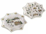 Cumpara ieftin Set 2 platouri Craciun ceramica multicolora &Oslash; 30 cm, &Oslash; 25,5 cm