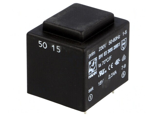 Transformator &Icirc;ncapsulat 2,3VA 230VAC 18V 128mA PCB