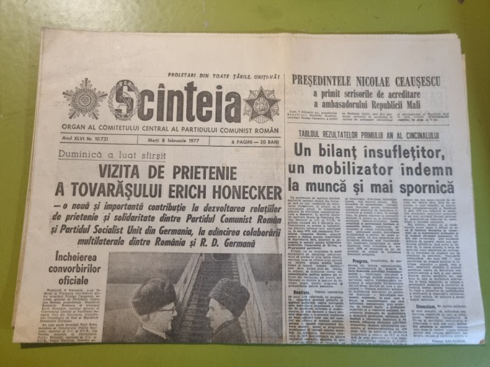 scanteia 8 februarie 1977-hotelul din alexandria,vizita lui erich honecker