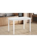 Masa living si bucatarie Bali, MDF, structura lemn masiv, 4 persoane, 112x72x74 cm, alb