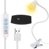 Lampa pentru Citit, 24 Led-uri, 10 Niveluri de Intensitate, 3 Moduri de Iluminare, Clema de Prindere, Reglabila 360&deg;, Flexibila, Alimentare USB, Supot