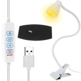 Lampa pentru Citit, 24 Led-uri, 10 Niveluri de Intensitate, 3 Moduri de Iluminare, Clema de Prindere, Reglabila 360&deg;, Flexibila, Alimentare USB, Supot