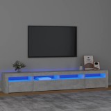 VidaXL Comodă TV cu lumini LED, gri beton, 240x35x40 cm