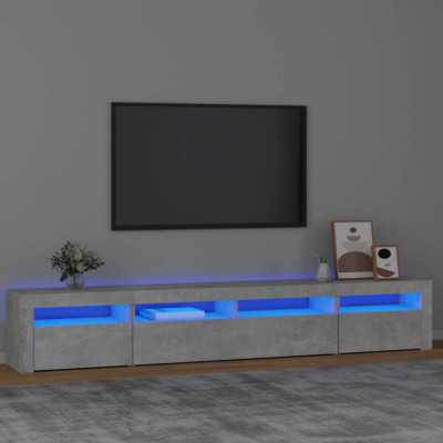 vidaXL Comodă TV cu lumini LED, gri beton, 240x35x40 cm foto
