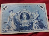 Bancnota 100 Marci-1908 Reichsbanknote O sută de Reichsmarks 100 de mărci
