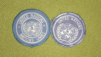 EMBLEMA MILITARA UNIUNEA NATIUNILOR UNITE- EMBLEMA MILITARA DIN TEXTIL foto