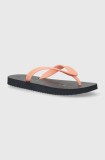 Tommy Jeans slapi TJW LOGO FLIP FLOP femei, culoarea portocaliu, cu toc plat, EN0EN02447