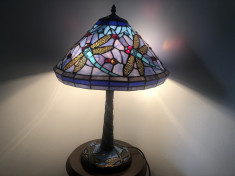 Veioza,lampa englezeasca stil Tiffany cu libelule ,intrerupator pe cablu foto