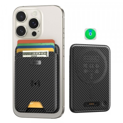 Portofel Magsafe, ESR, Classic Geo Carbon, Negru foto